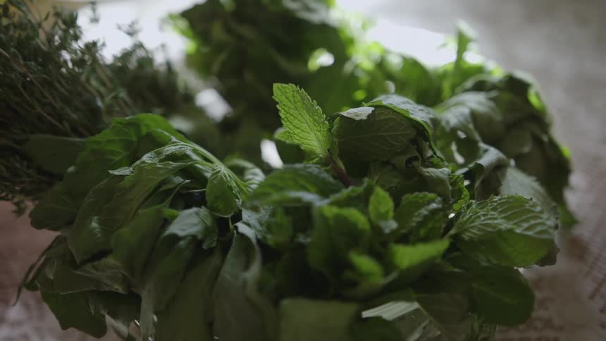 Bundles of leaves in a bowl