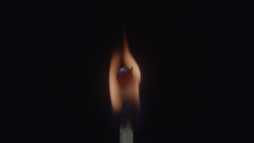 A match burns and the match fire slowly dies out