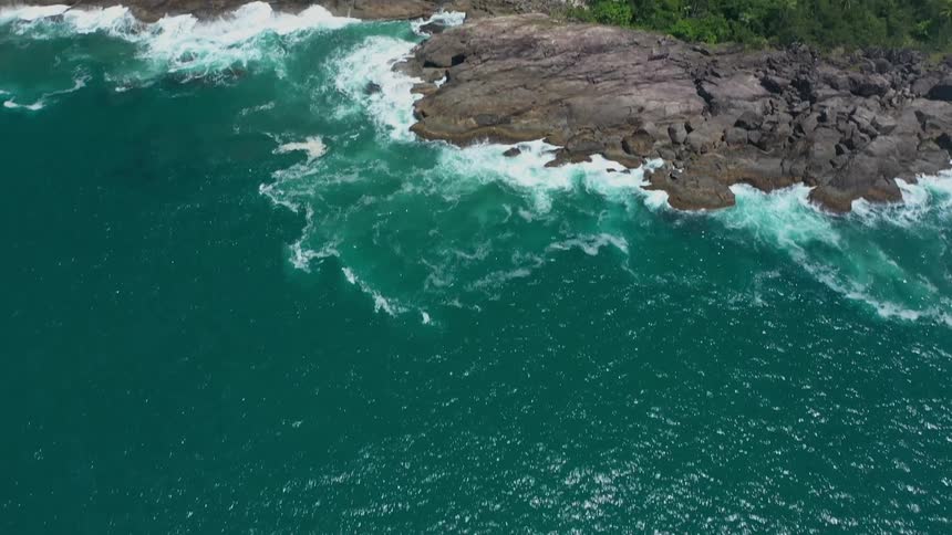 Flying over a large beach