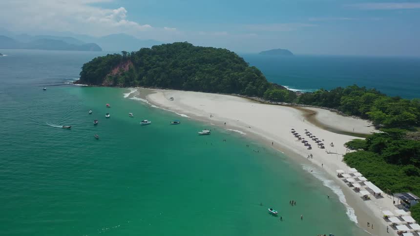 Aerial view of a tropical beach coastline