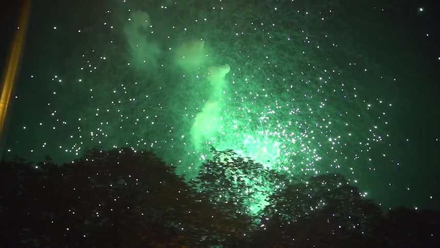 Night sky as fireworks explode overhead
