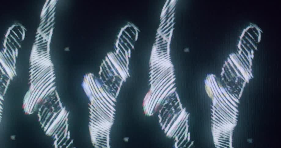 A sequence of a female rendered as a translucent animated character gracefully moving like a ballet dancer