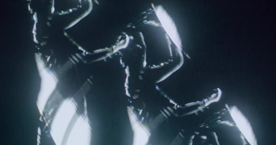 Women dancing in a row is part of the hologram