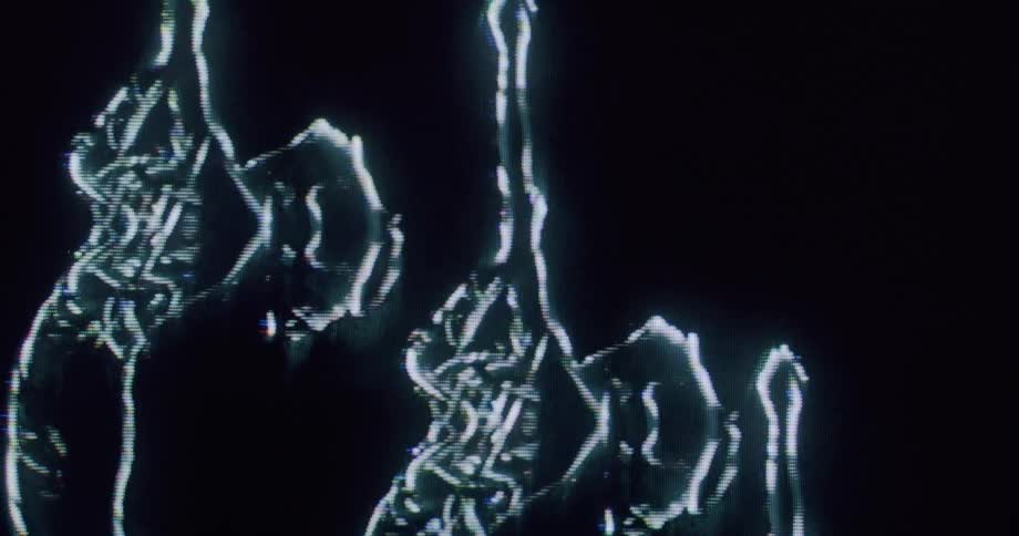 The hologram has women bending and dancing