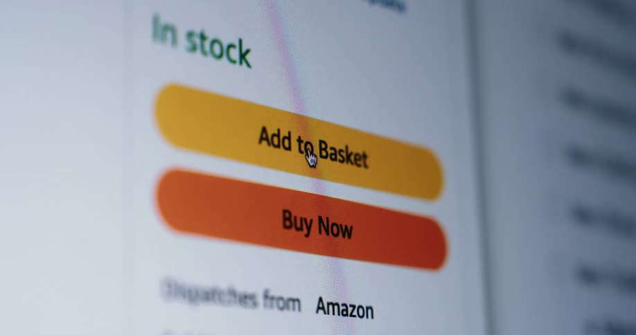 Cursor hovers over add to basket on shopping site