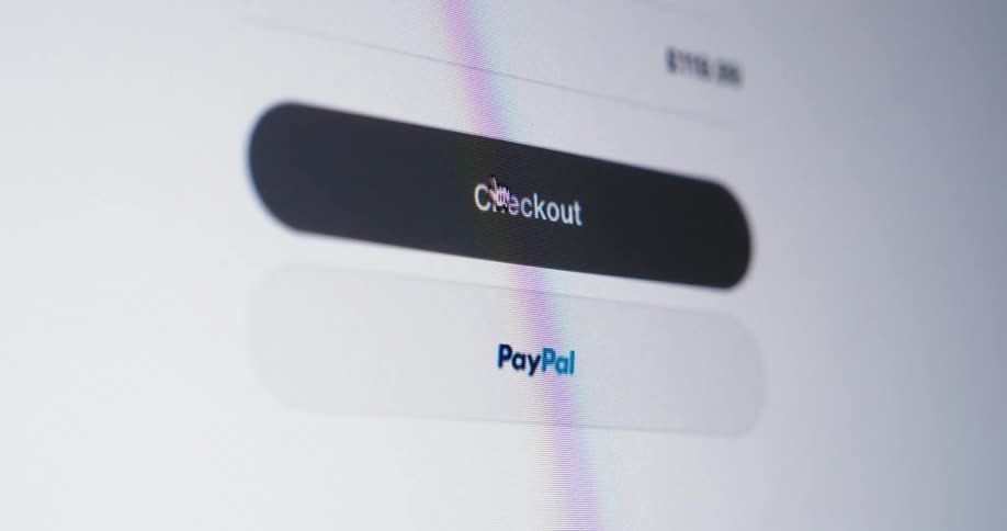 Closeup of a websites checkout button on a payment screen