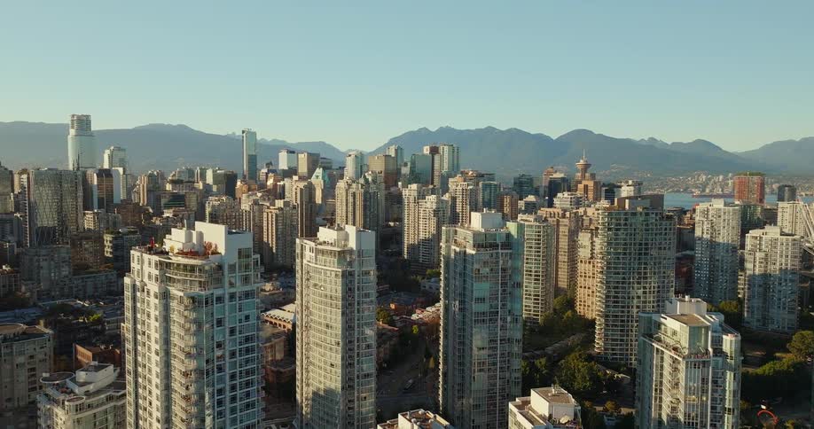 The city is lined with skyscrapers