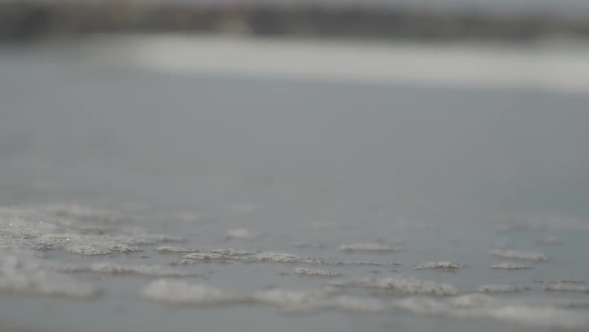 The wave moves over the sand