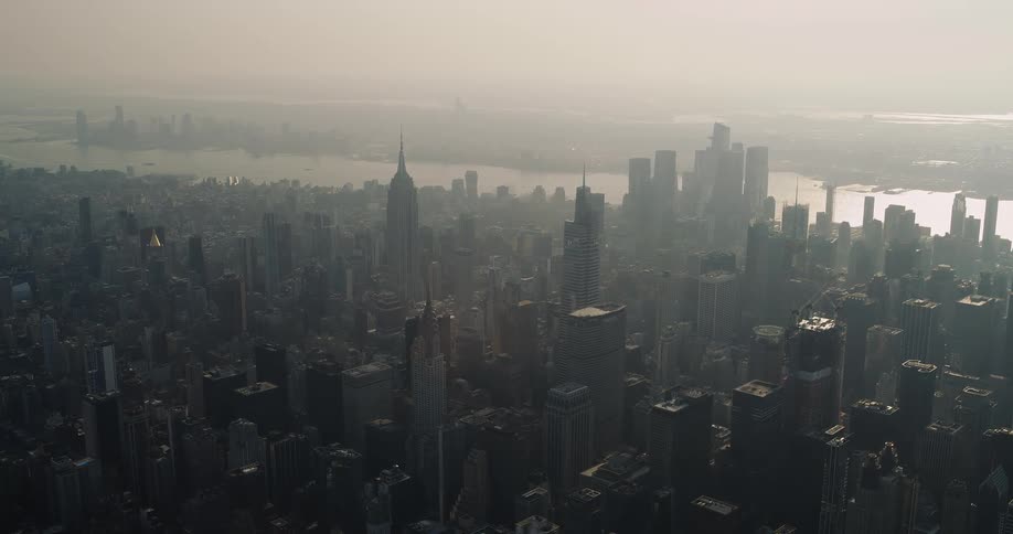 Heavy fog is over the big city