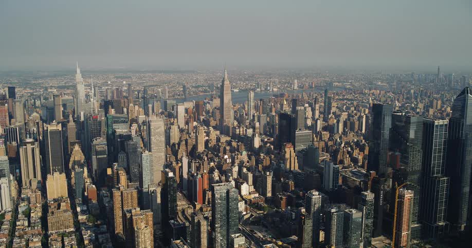 The big city is full of very tall buildings