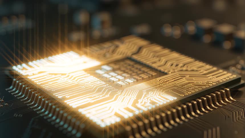 Light shines on the computer chip