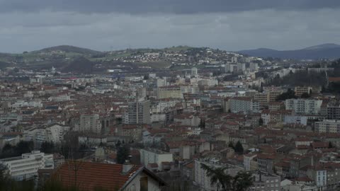 A large town and roads in a valley