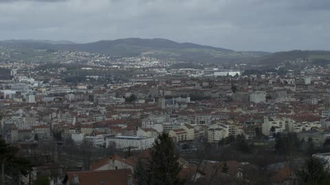 A large city on a cloudy day