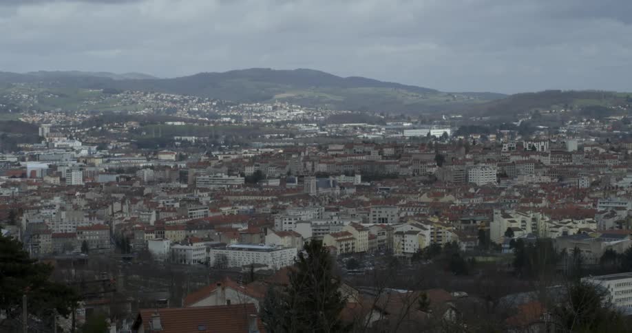 A large city on a cloudy day