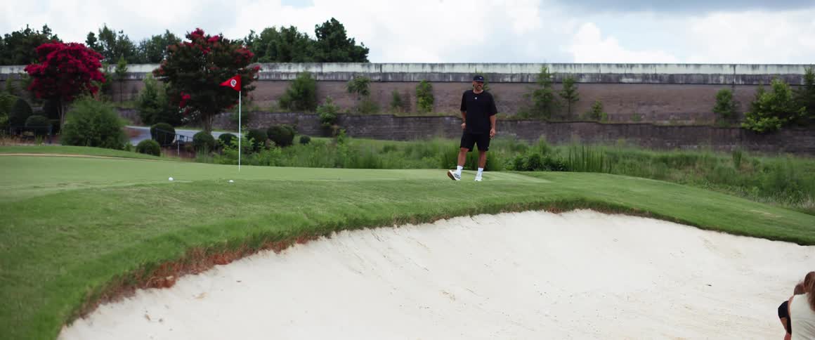 A family playing golf