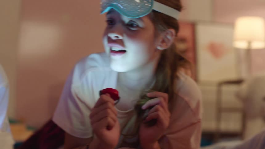 Girls talk during a sleepover