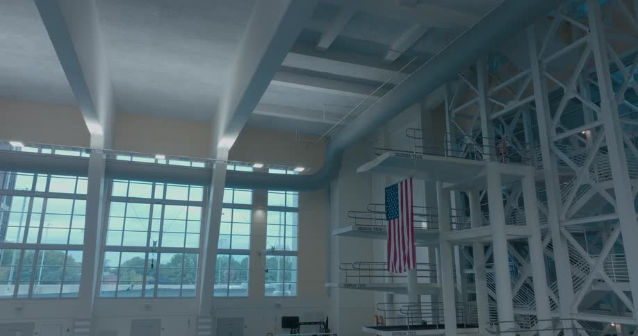 Athlete prepares on a diving platform at the georgia tech aquatic center