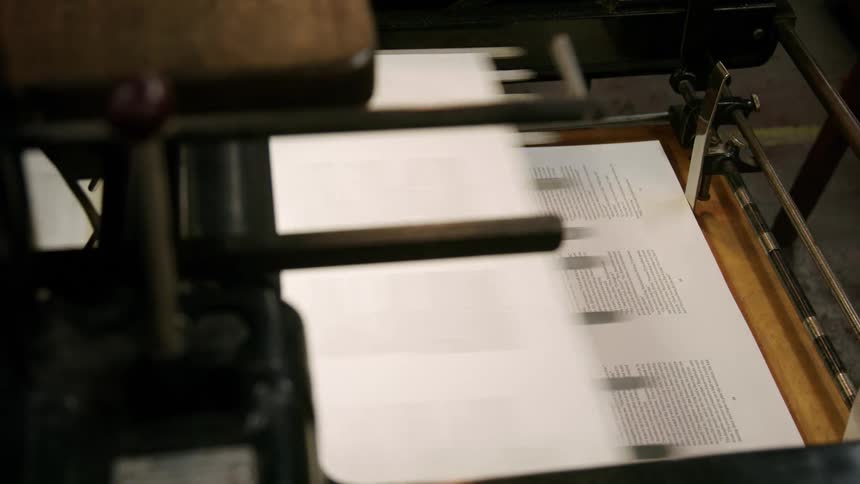The printing press prints large sheets with many pages on it