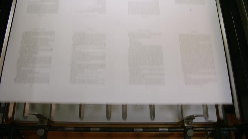 The printing machine lays down pages