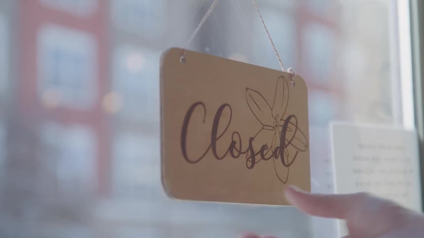An open sign is turned to closed
