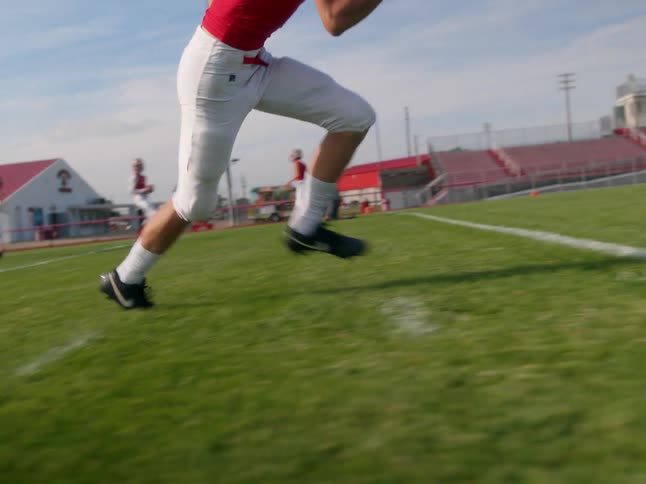 A player runs across the field