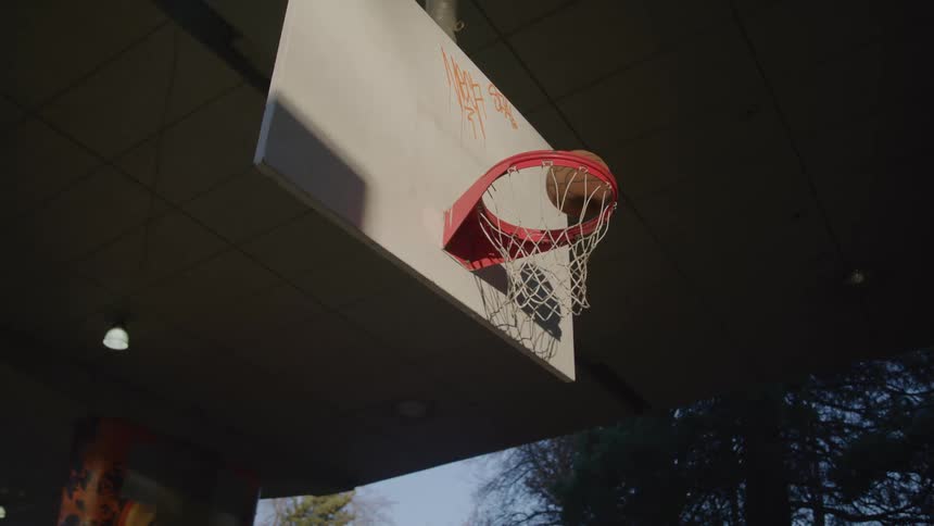 A man shoots some hoops