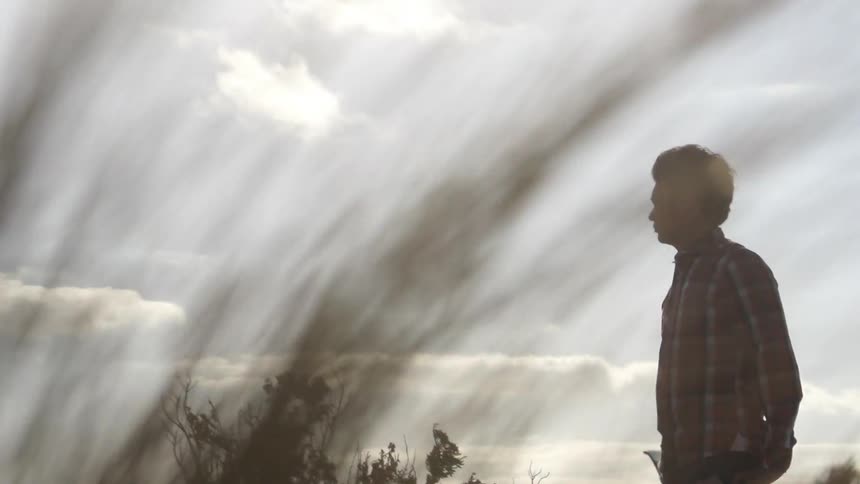 A man stands in a field