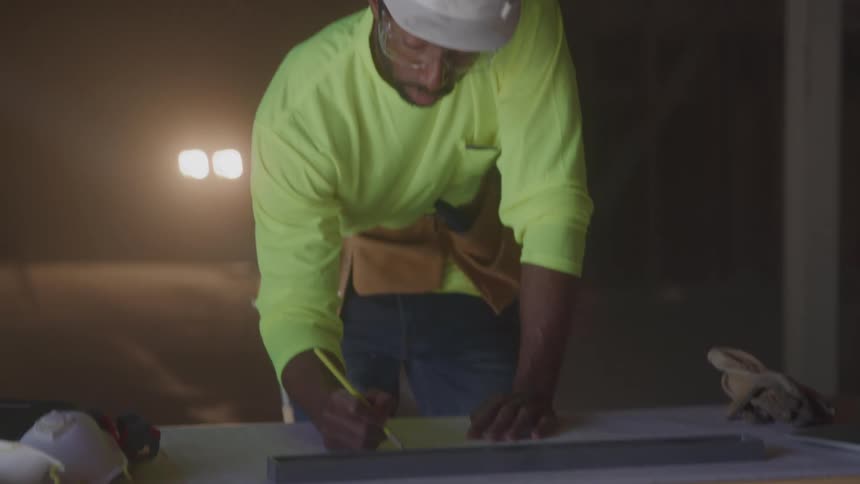 Engineer taking notes on a project