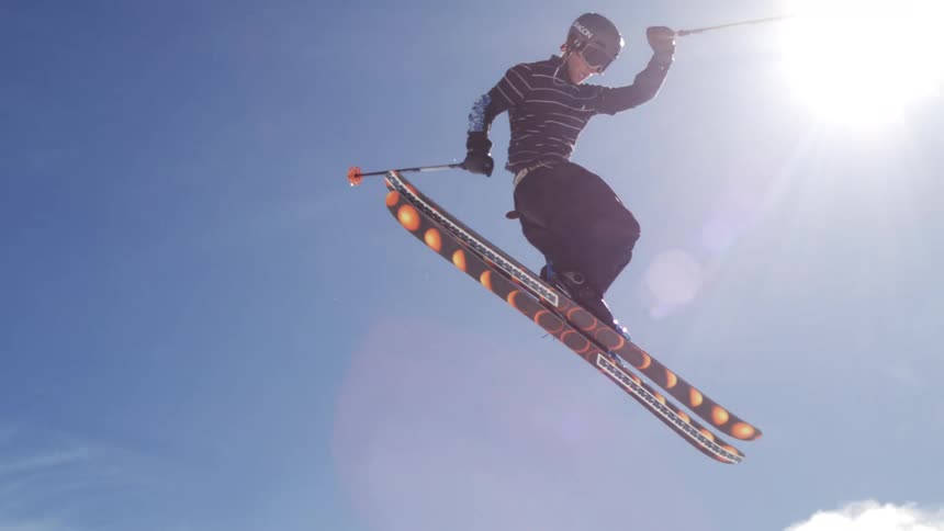 Skier performing a jump in midair