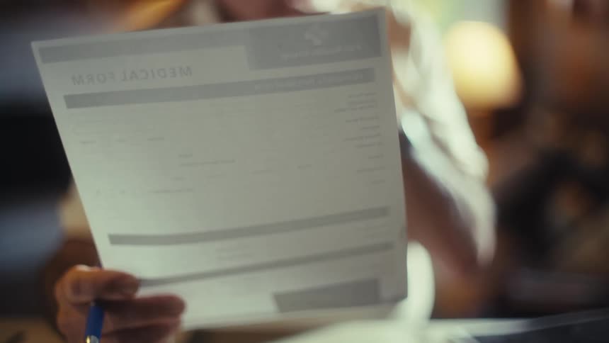 Elderly man with glasses and a nasal cannula reading a document