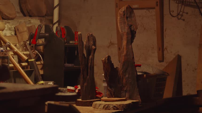 Objects carved in wood
