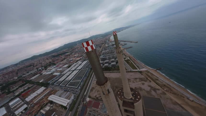 A large power plant is on the shore line