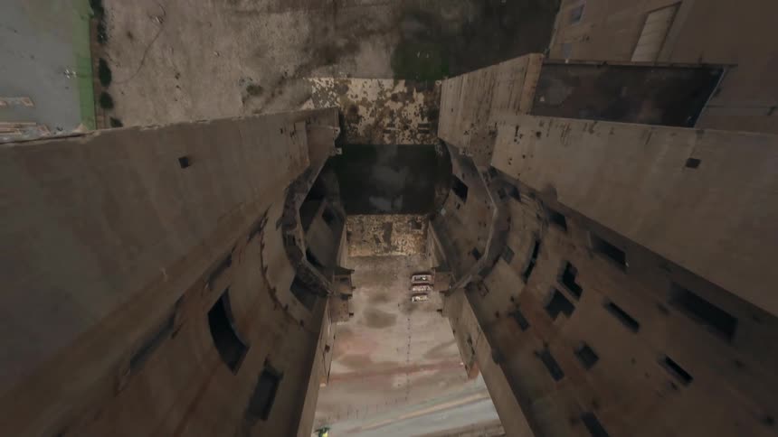 A large power plant has towers