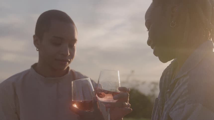 A couple has a toast