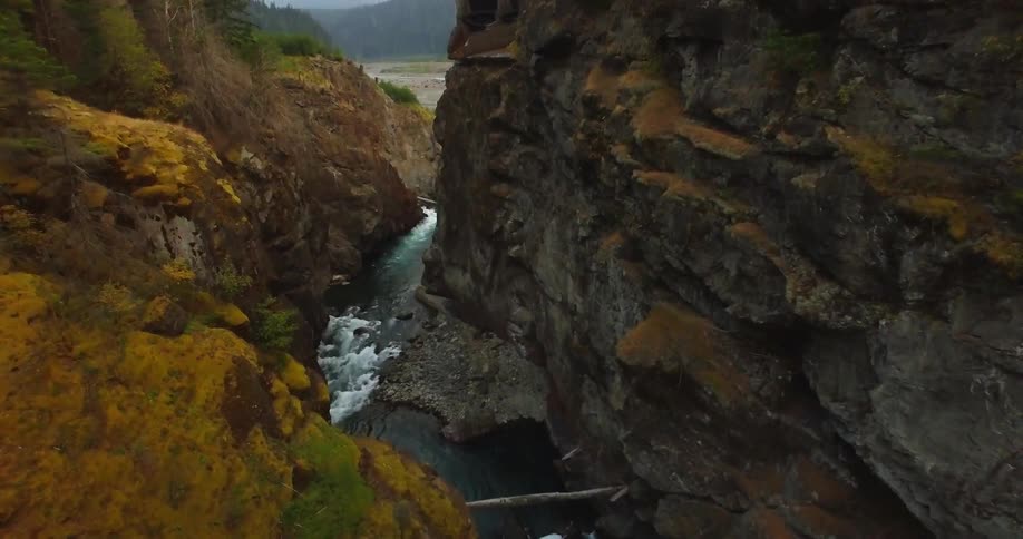 River flowing through rock formations