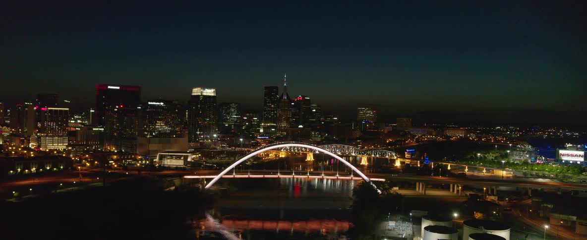 Seaside metropolises illuminated at night