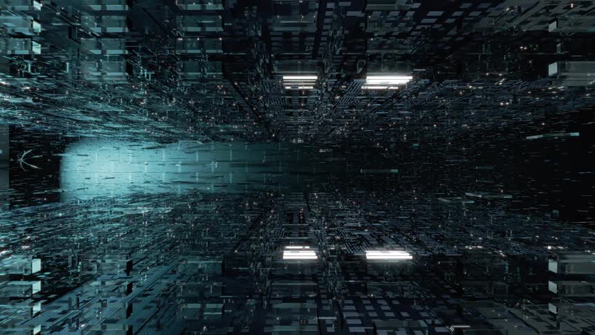 The digital art lights up and moves