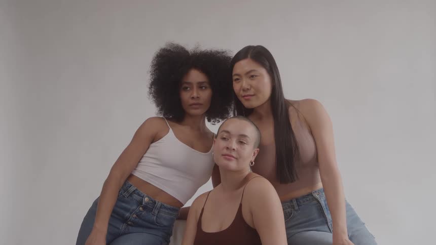 Three girls model in a pose