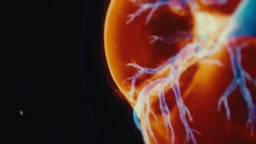Animation of a heart beating with lungs