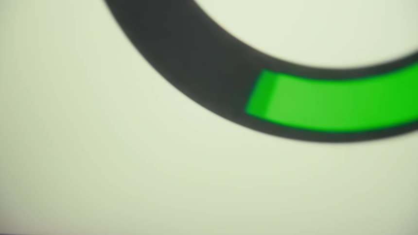 The circle lights up green on the animation