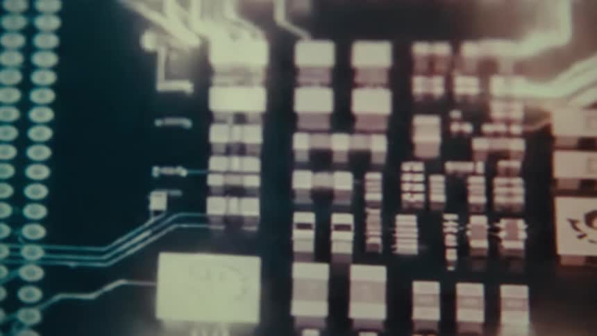 Closeup of a circuit board of an electronic device