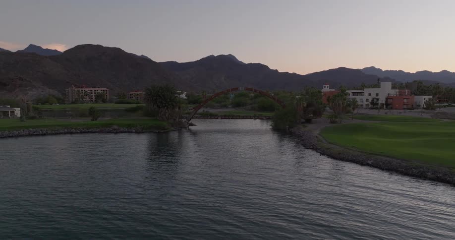 A river runs by a community