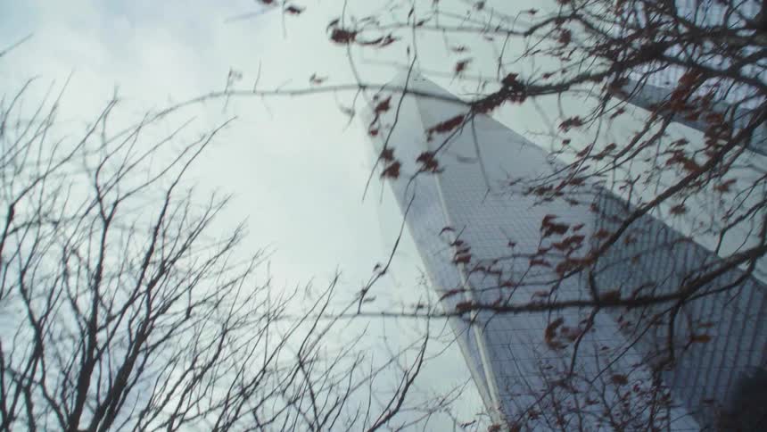 Heavy clouds are over the skyscraper