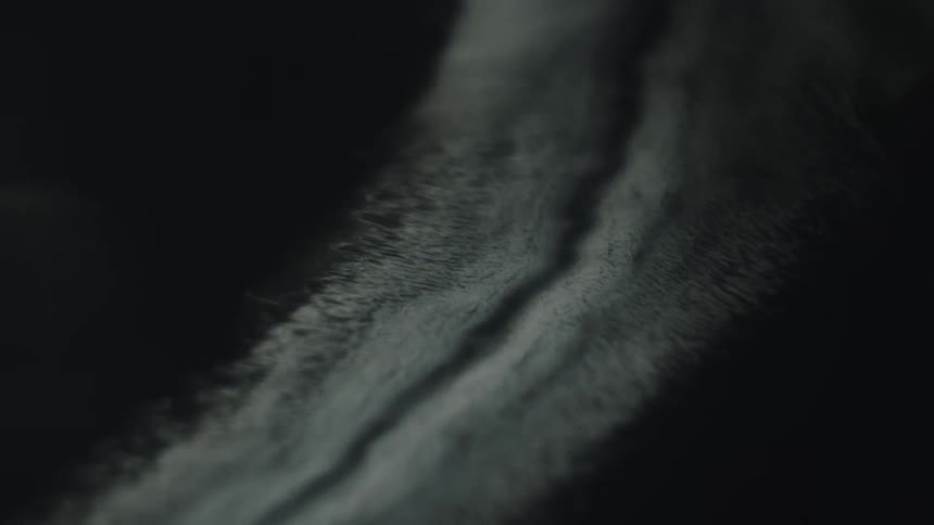 Elongated luminous stream crosses the dark background in a fluid motion