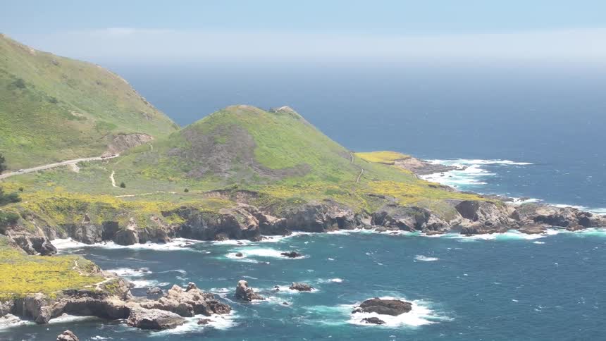 The island is lined with blue water