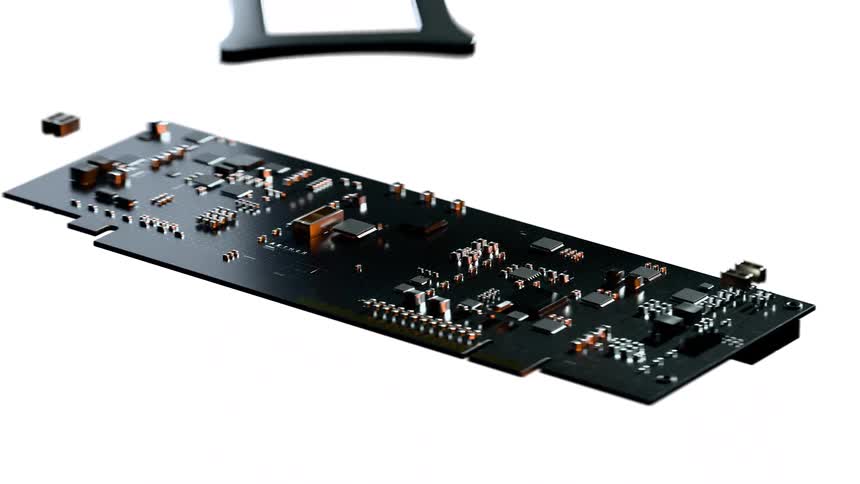 The digital artwork is of the creation of a printed computer board