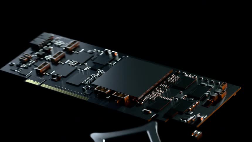 Detailed electronic circuit board in a dark environment