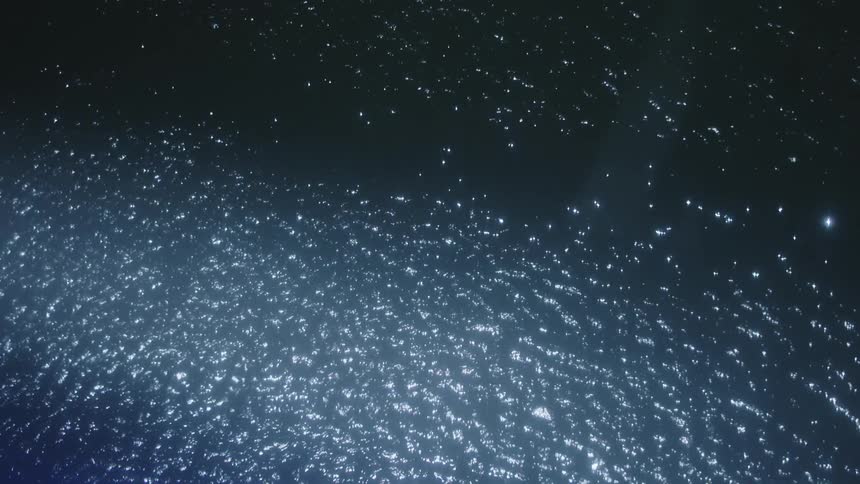 Surface of the sea shimmering under the light creating a sparkling effect on the water