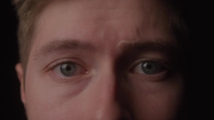 Intense gaze of a man in closeup
