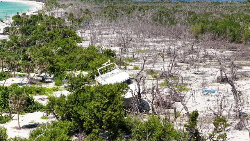 A boat capsized on land